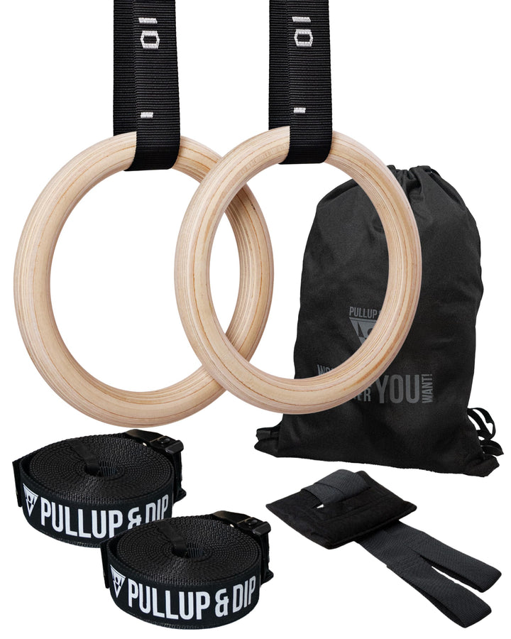 PULLUP &amp; DIP Premium Turnringe Holz, Gym Rings Gymnastikringe, Turnerringe für Calisthenics, Breite