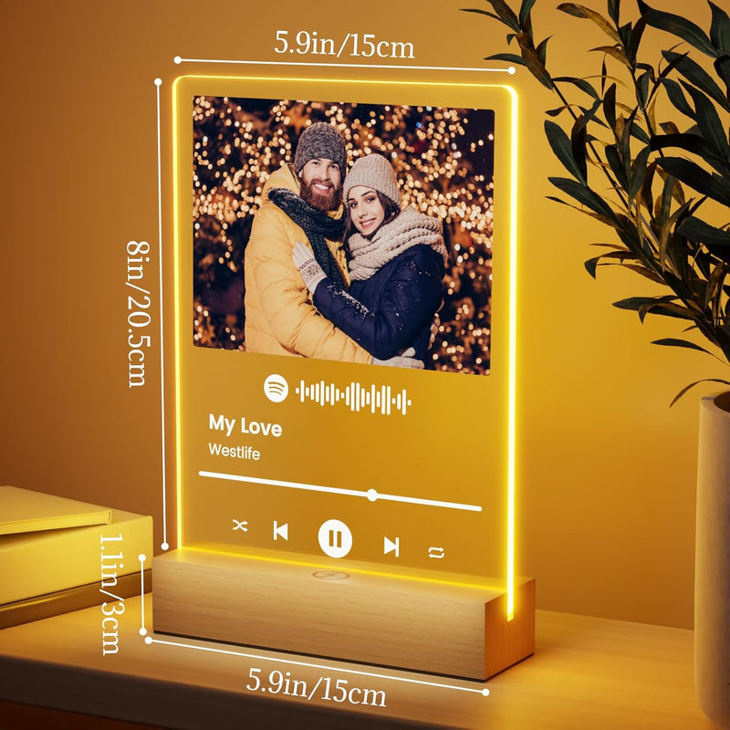 Giftove Spotify Glas Personalisierte Geschenke für Frauen ＆ Männer - Weihnachtsgeschenke für Frau Fr