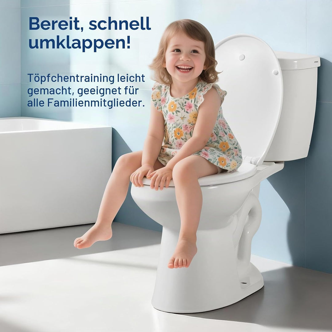 WC Sitz mit Absenkautomatik Oval,Toilettenbrille O, Klobrille Soft Close, Toilettensitz für Bad,Weis