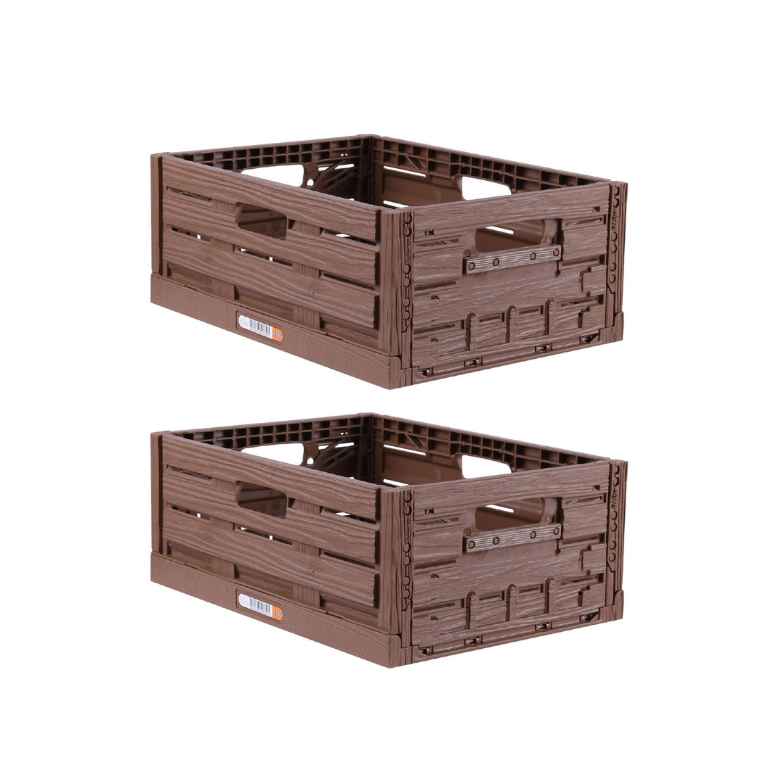 Bestlivings Stabile Faltbox 2er Pack Holzdesign 40 x 30 x 16,3cm ( LxBxH ) Stapelbarer Faltbarer Ein