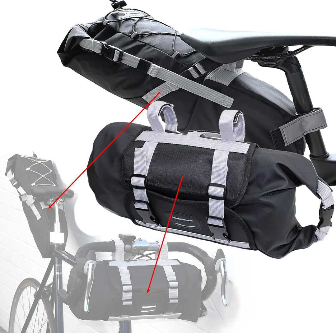 Fahrrad Taschen Set universal für Lenker und Sattel, Lenkertasche vorne, Satteltasche hinten ohne Ge