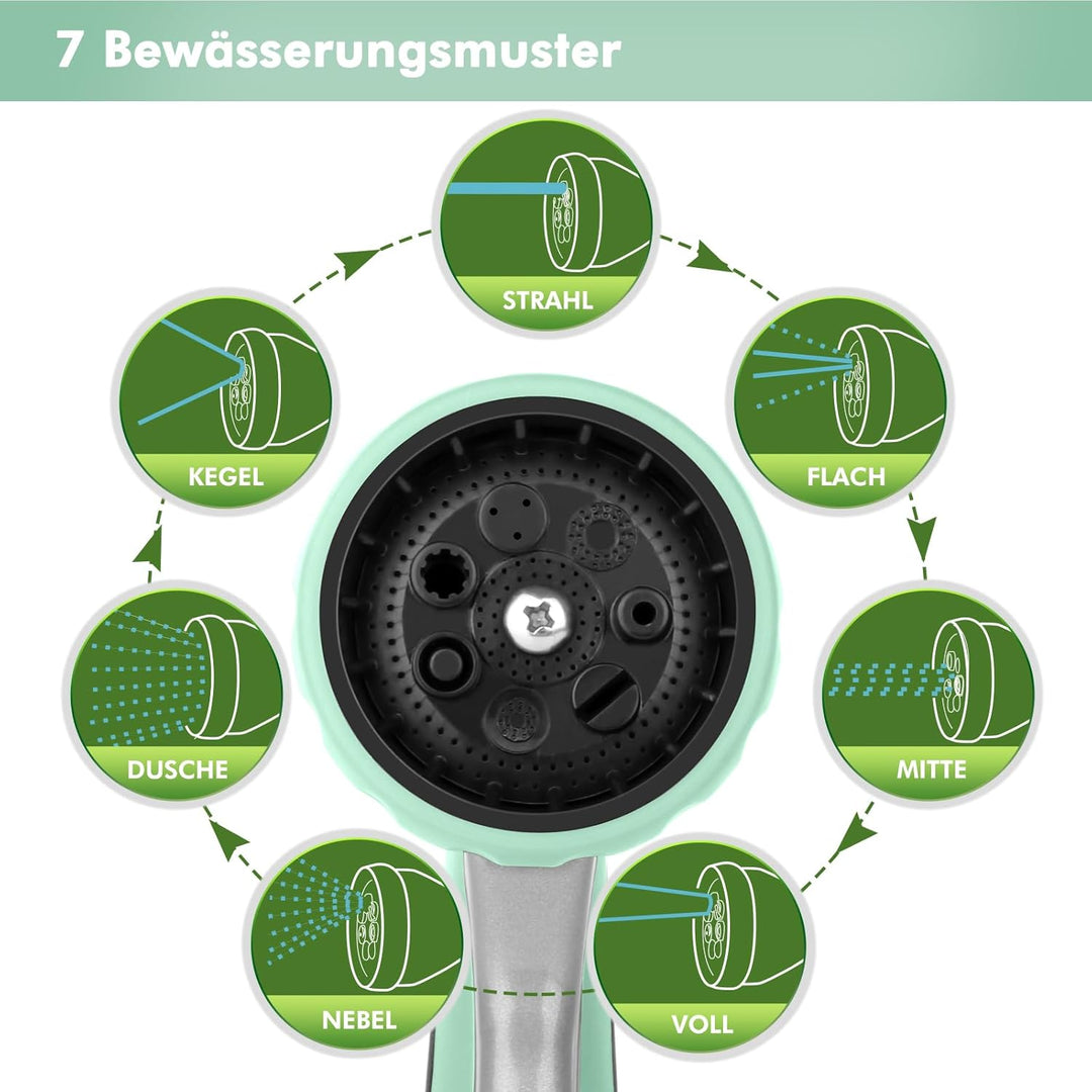 RESTMO Garten Giessstab Metall, 42cm Lang Giessstab, 180° schwenkbaren Kopf Stabbrause mit Durchflus