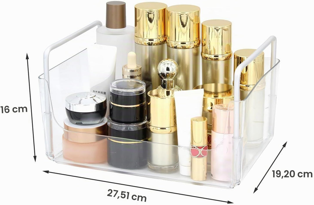 Klarer Makeup-Organizer-Tablett mit Griffen Badezimmer &amp; Eitelkeit Lagerung für Kosmetik, Hautpflege
