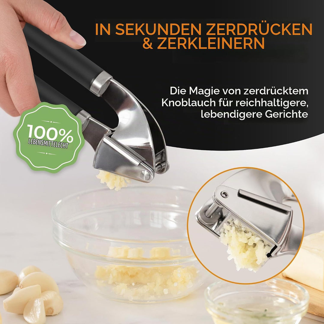 ORBLUE Knoblauchpresse Edelstahl Schwarz – Premium Knoblauchpresse &amp; Knoblauchreibe – Garlic Press m