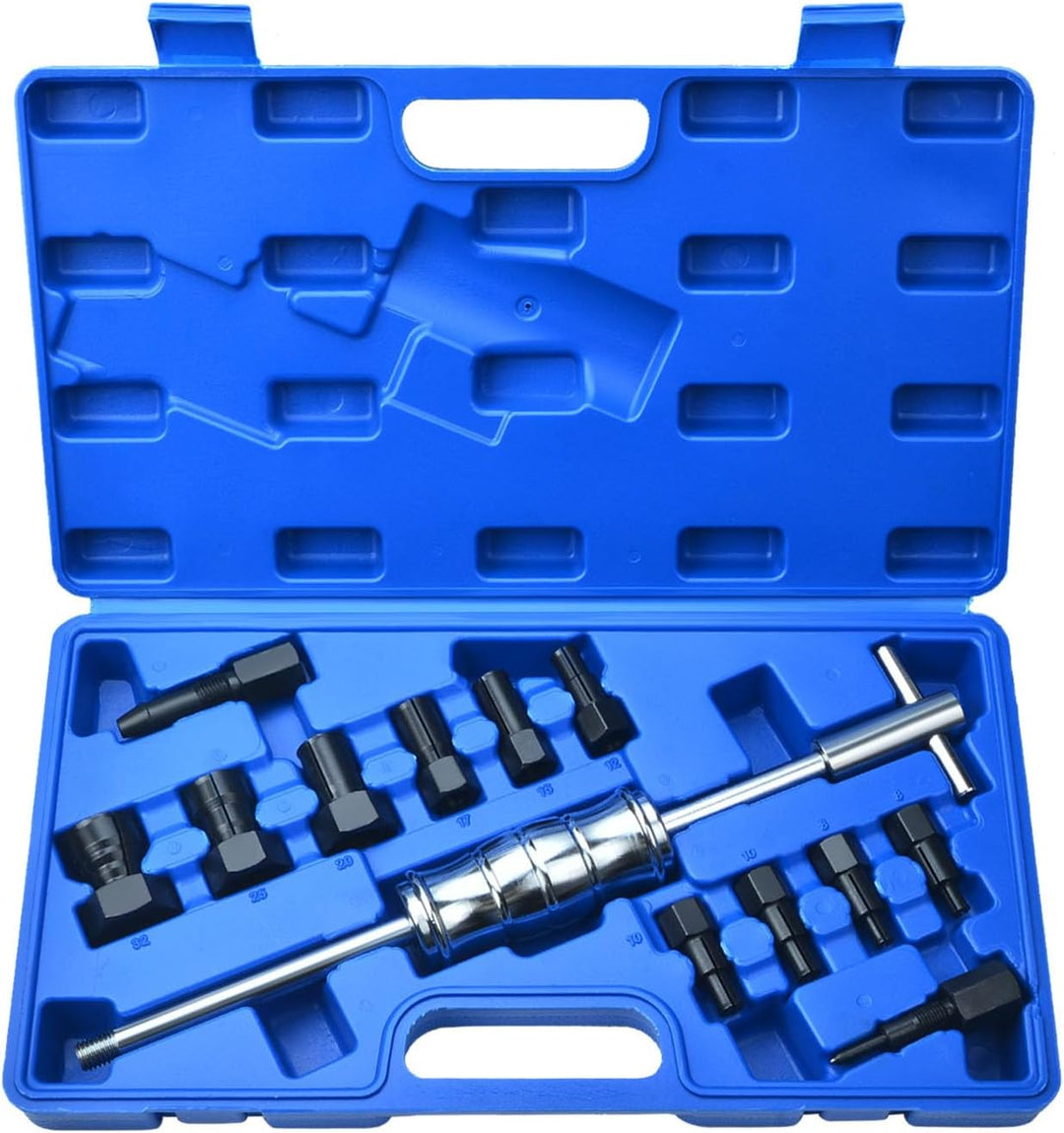 13 TLG 8-32 mm Sackloch-Innenlager-Abzieher-Set mit Gleithammer und erweiterbaren Spannzangen für Au