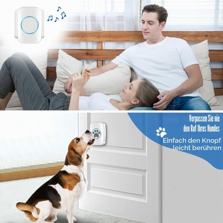 DONGKER Haustiere Kabellose Trainingsglocken, Drahtlose Hundeklingel/Katzenklingel Buzzer, IP44 Wass