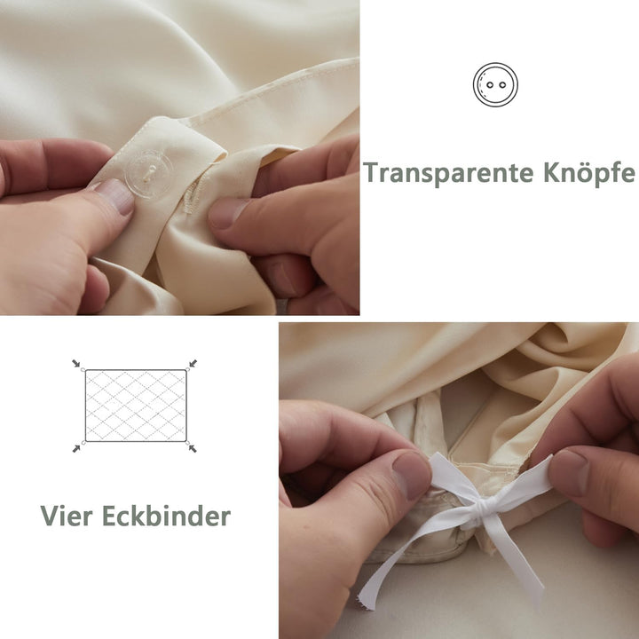 Simple&amp;Opulence Bambus Bettbezug Set, Seidiger und weicher Bettbezug Kühle Bettwäsche Perfekt für Ha