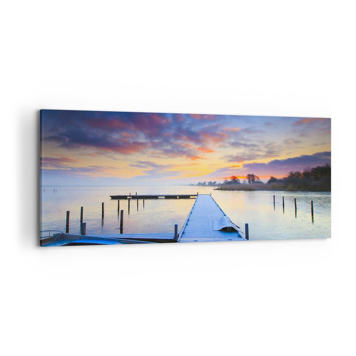 Wandbilder Dekoration Wohnzimmer Niederlande Natur Meer Sonnenuntergang Bilder auf Leinwand 120x50cm