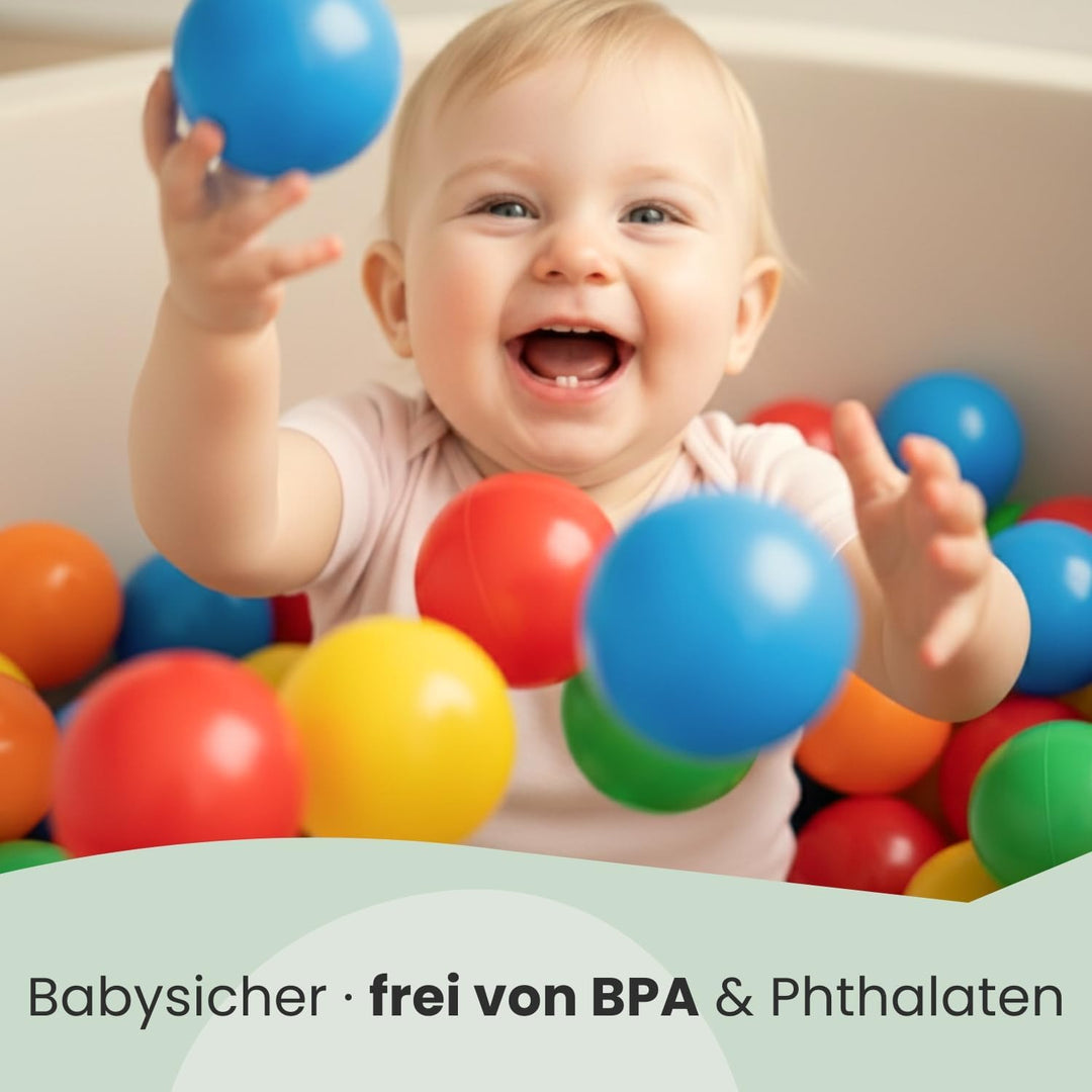 LittleTom 100 Bälle für Bällebad - 7cm Plastik Bälle Kinder Spielbälle - Babyball zum Greifen - Plas