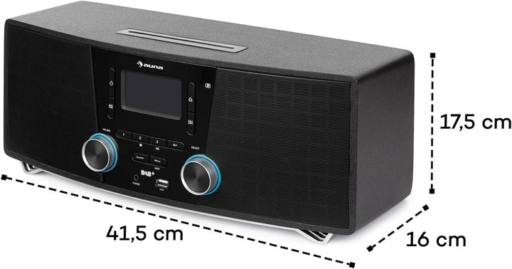 auna Stockton Micro Stereosystem - 20W max. (2X 5W RMS), DAB+, UKW-Radiotuner, RDS-Funktion, CD-Play
