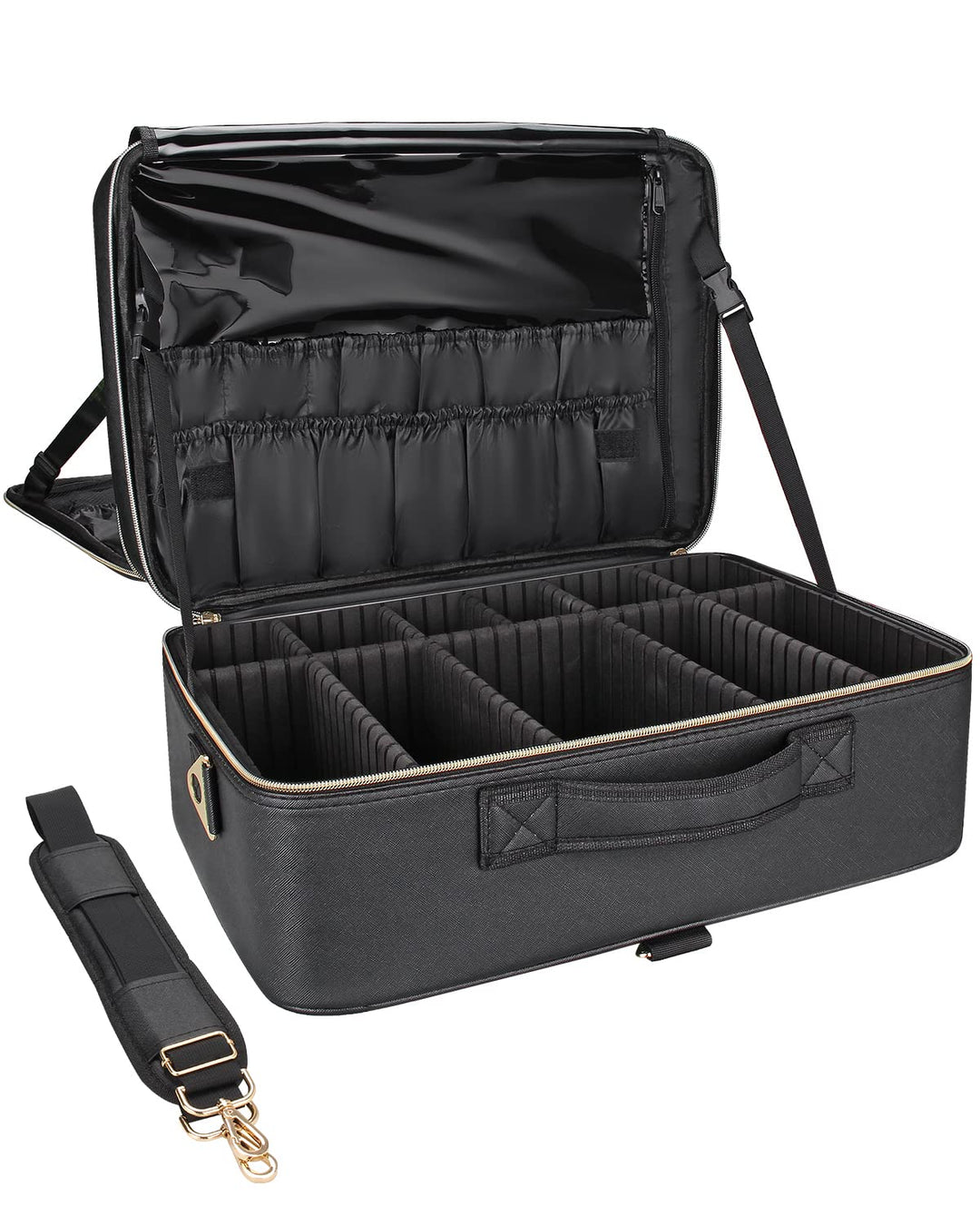 Relavel Extra Grosse Makeup Tasche Leder Reise Makeup Zug Tasche Professionelle Makeup Künstler-Tasc