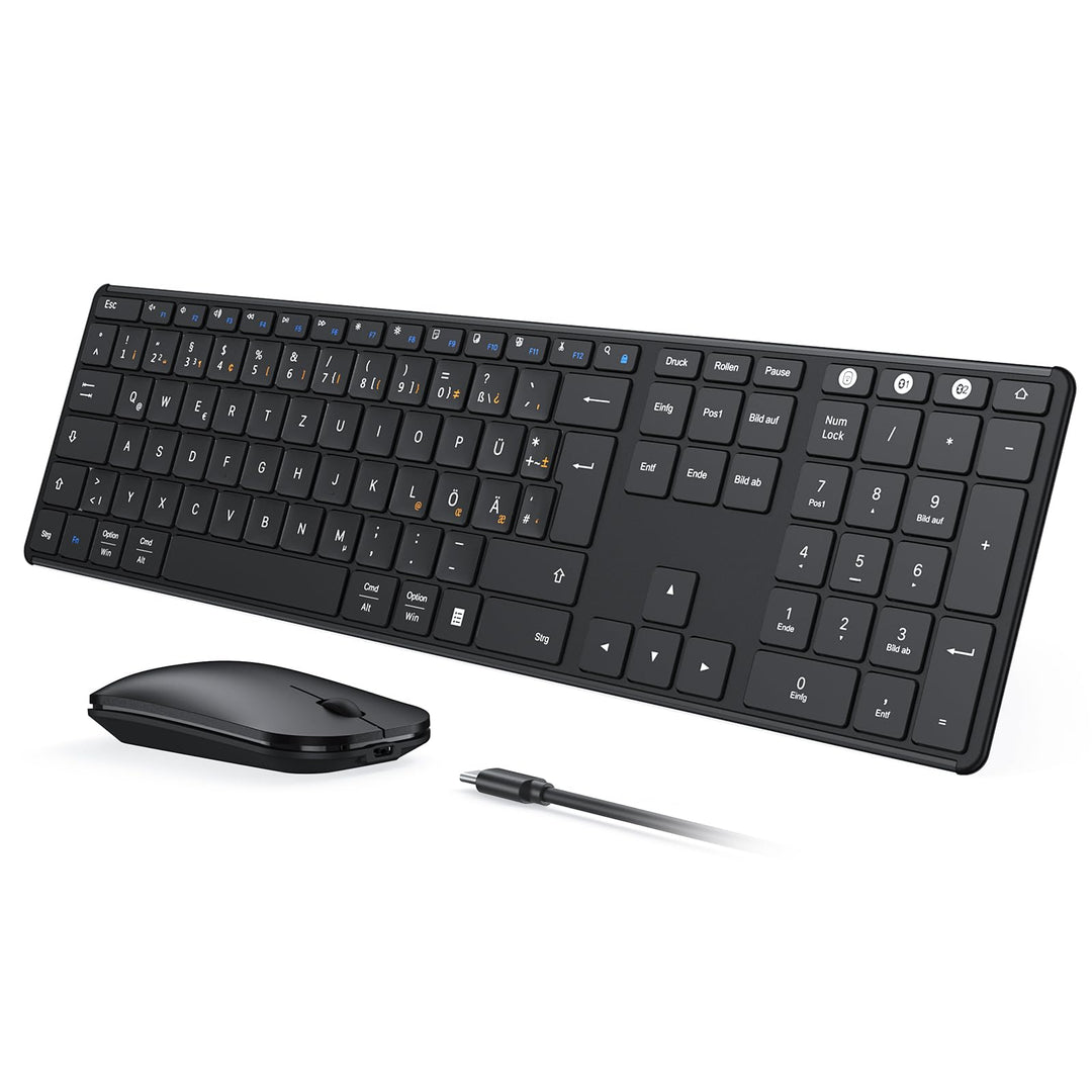 seenda SKM64-3 Bluetooth Tastatur mit Maus, Wiederaufladbare Dualmodus USB & Bluetooth Tastatur aus
