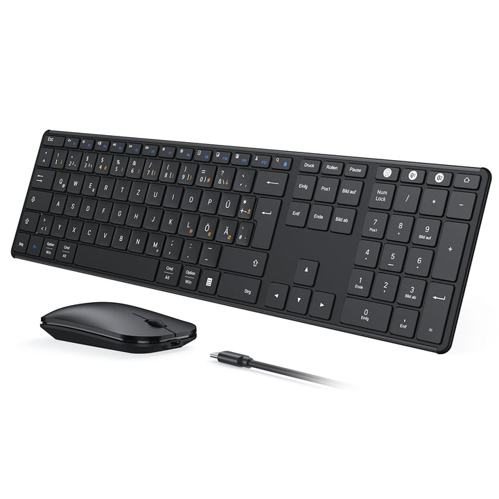 seenda SKM64-3 Bluetooth Tastatur mit Maus, Wiederaufladbare Dualmodus USB & Bluetooth Tastatur aus