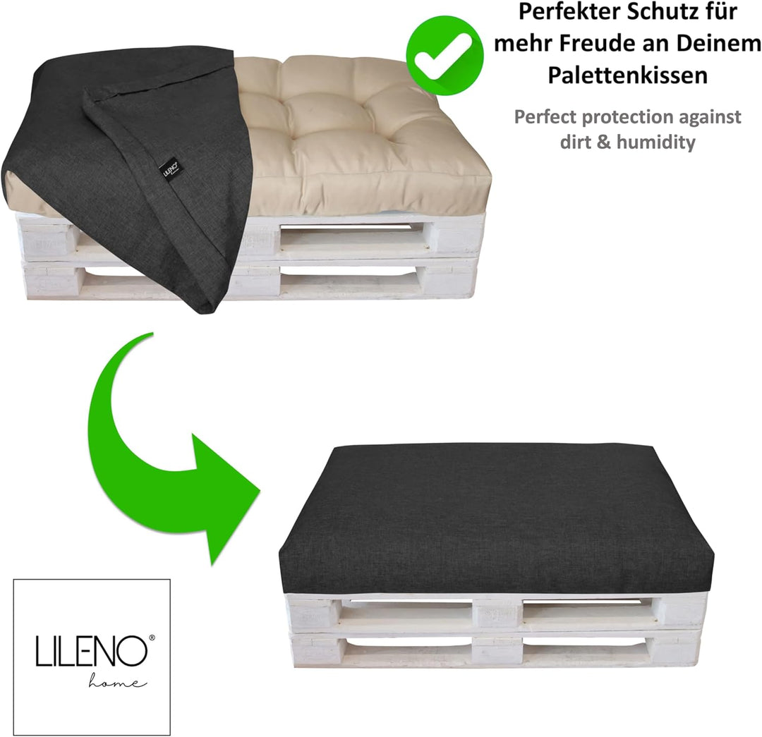 LILENO HOME Palettenkissen Bezug Anthrazit - Ersatzbezug für Sitzteil 120 x 80 x 16-20 cm - Polster