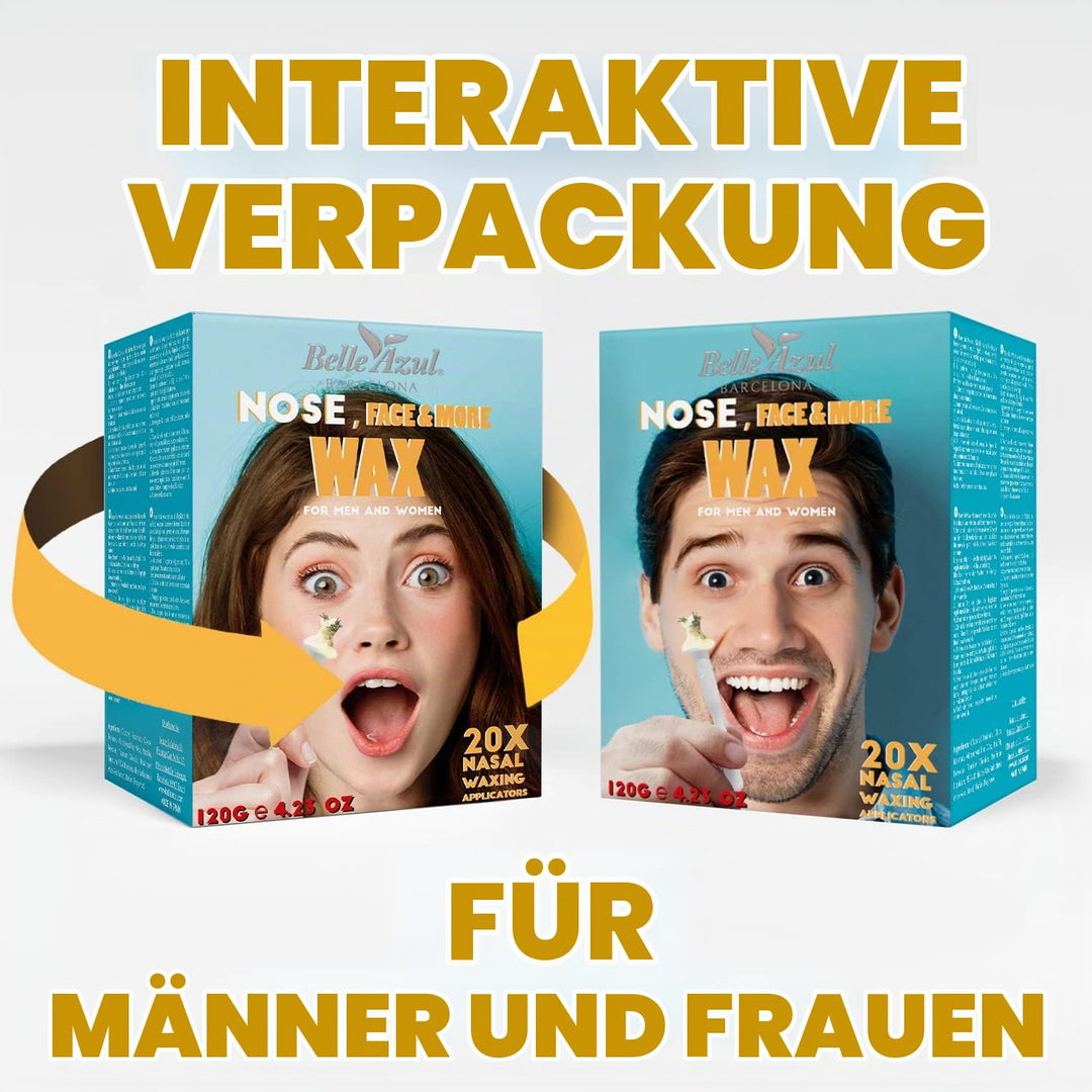 Belle Azul Nasenhaarentfernungs-Set mit Bienenwachs – 120 g + 20 Applikatoren – schnelle und schmerz