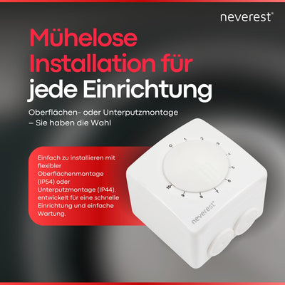 neverest Dimmer 230V 1.0 A Drehzahlregler für Ventilatoren Pumpen Motoren Aufputz/Unterputz Montage,
