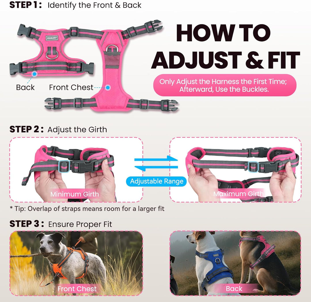 VIVAGLORY Easewalk Hundegeschirr, Anti Zug Hundegeschirr für Training &amp; Spazieren, Anti Zieh Geschir