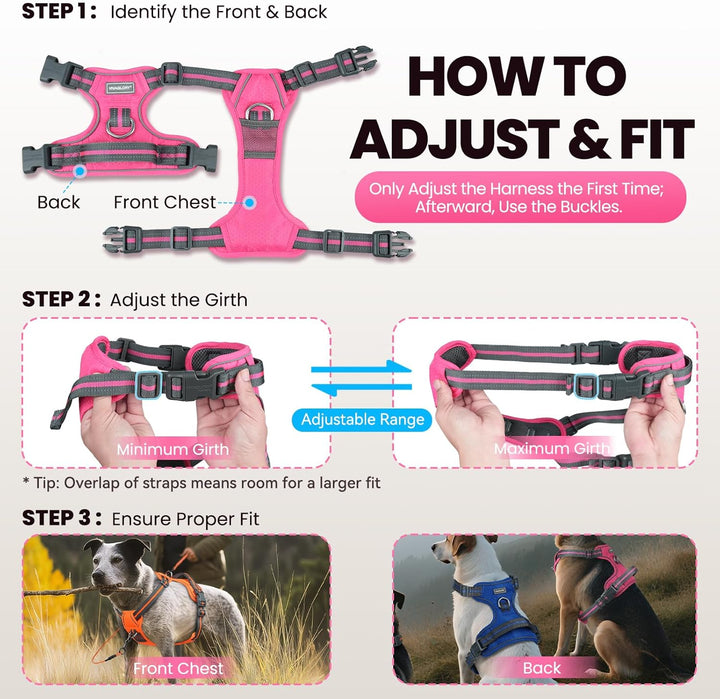 VIVAGLORY Easewalk Hundegeschirr, Anti Zug Hundegeschirr für Training &amp; Spazieren, Anti Zieh Geschir