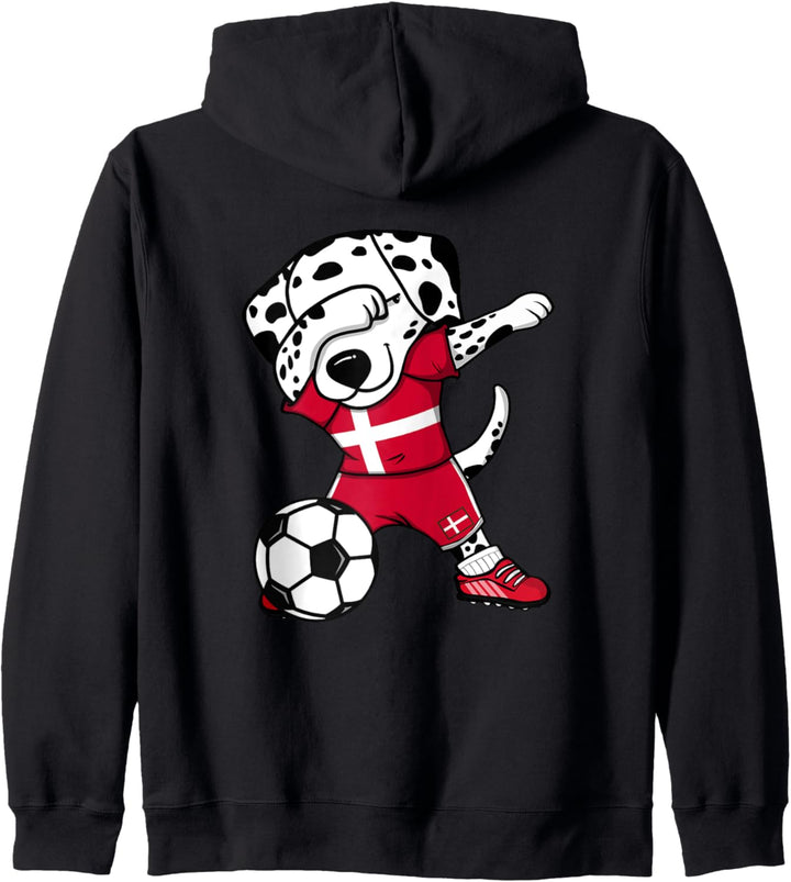 Dabbing Dalmatiner Hund Dänemark Fussball Dänische Flagge Kapuzenjacke