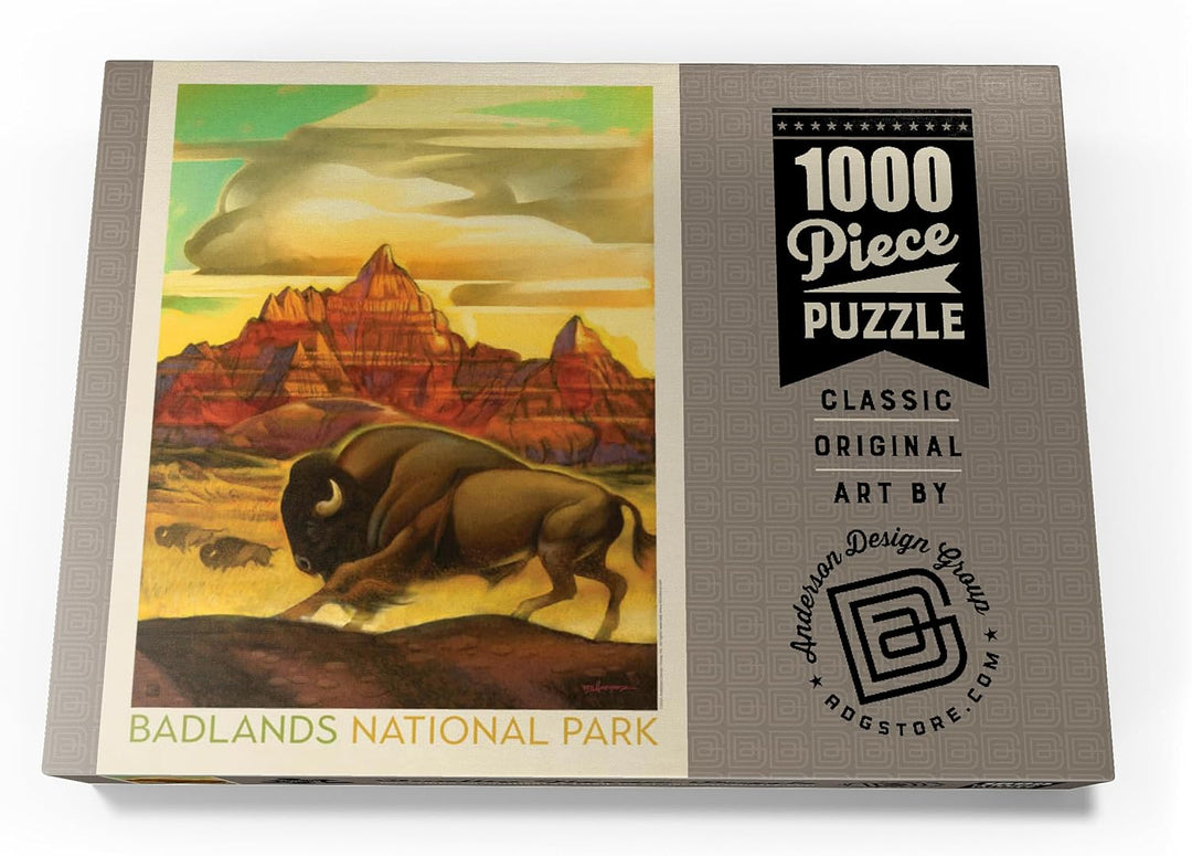 Badlands National Park: Rumbling Herd, Vintage Poster - Premium 1000 Teile Puzzle - MyPuzzle Sonderk