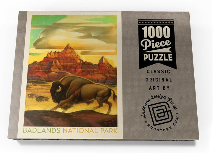 Badlands National Park: Rumbling Herd, Vintage Poster - Premium 1000 Teile Puzzle - MyPuzzle Sonderk