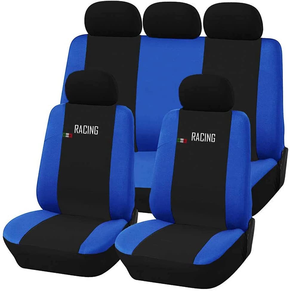 Universal Autositzbezüge Made in Italy - Racing - Rückenlehne mit 2 Reissverschlüssen - kompatible A