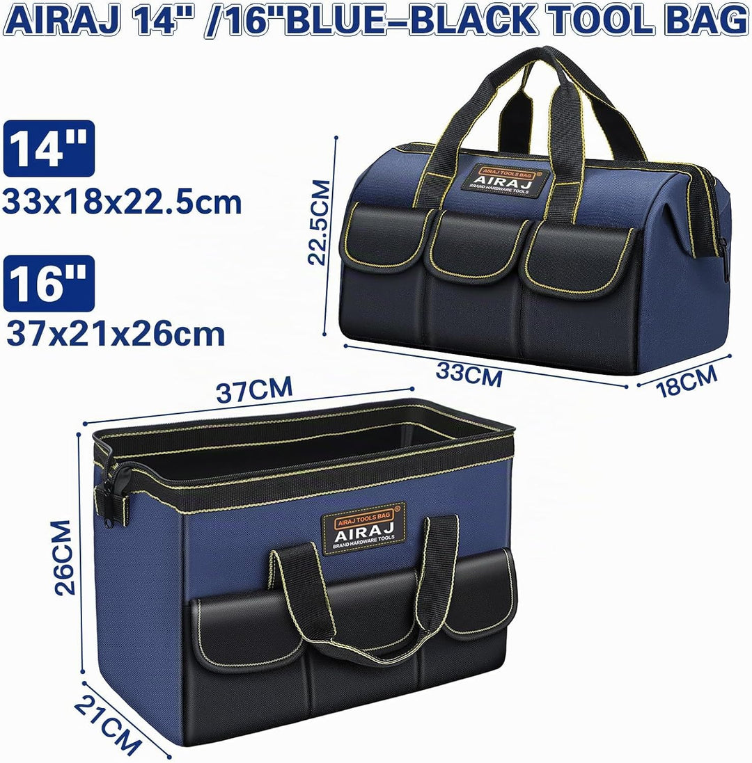 AIRAJ Werkzeugtaschen 14" & 16",Blau-Schwarzer Werkzeugtaschen Organizer mit 5 Taschen, Multifunktio