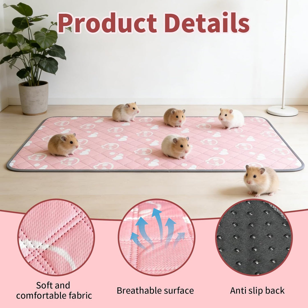 2 Stück 60x120cm Meerschweinchen Unterlage Waschbar: Pipipads Meerschweinchen, Rosa, wasserdichte Su