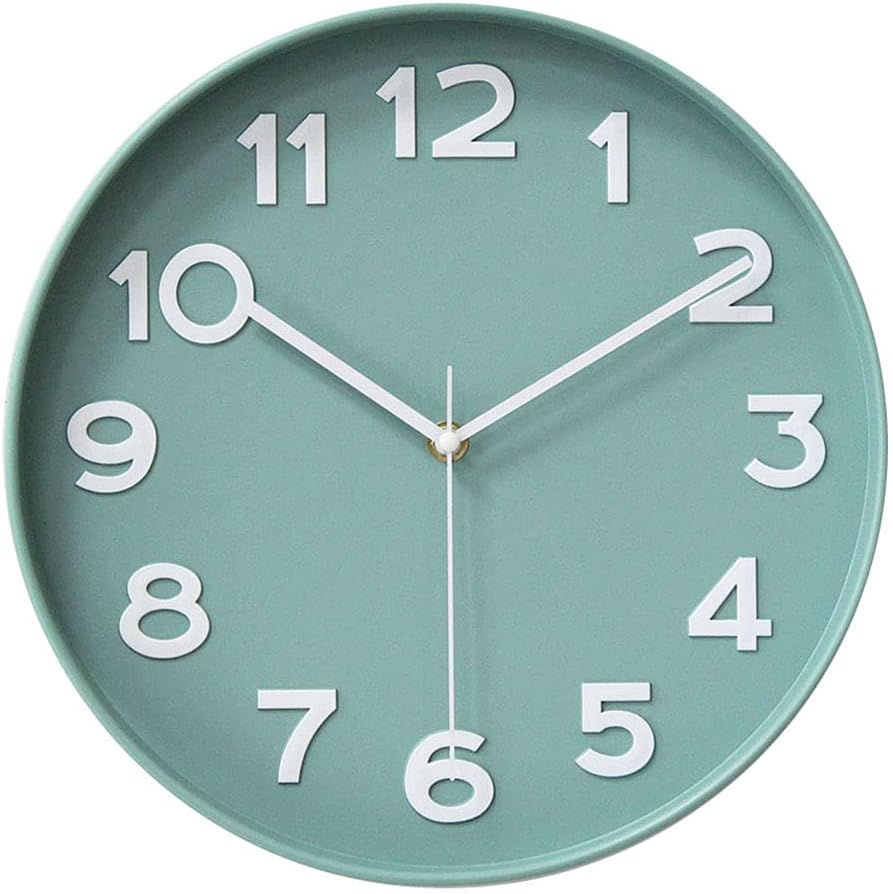 HZDHCLH 30cm geräuschlosem funkuhr wanduhr, digital Gross,für Wohnzimmer, Küche Nordic Green, Nordic
