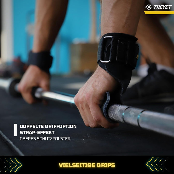 Theyet Crossfit Grips | Fitness Handschuhe Herren und Damen | Lifting Straps mit Handgelenkstütze |