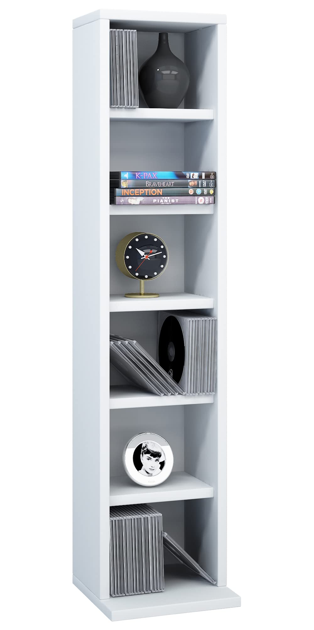 VCM Holz CD DVD Stand Aufbewahrung Standregal Bücherregal Deko Regal Elementa Weiss, Weiss