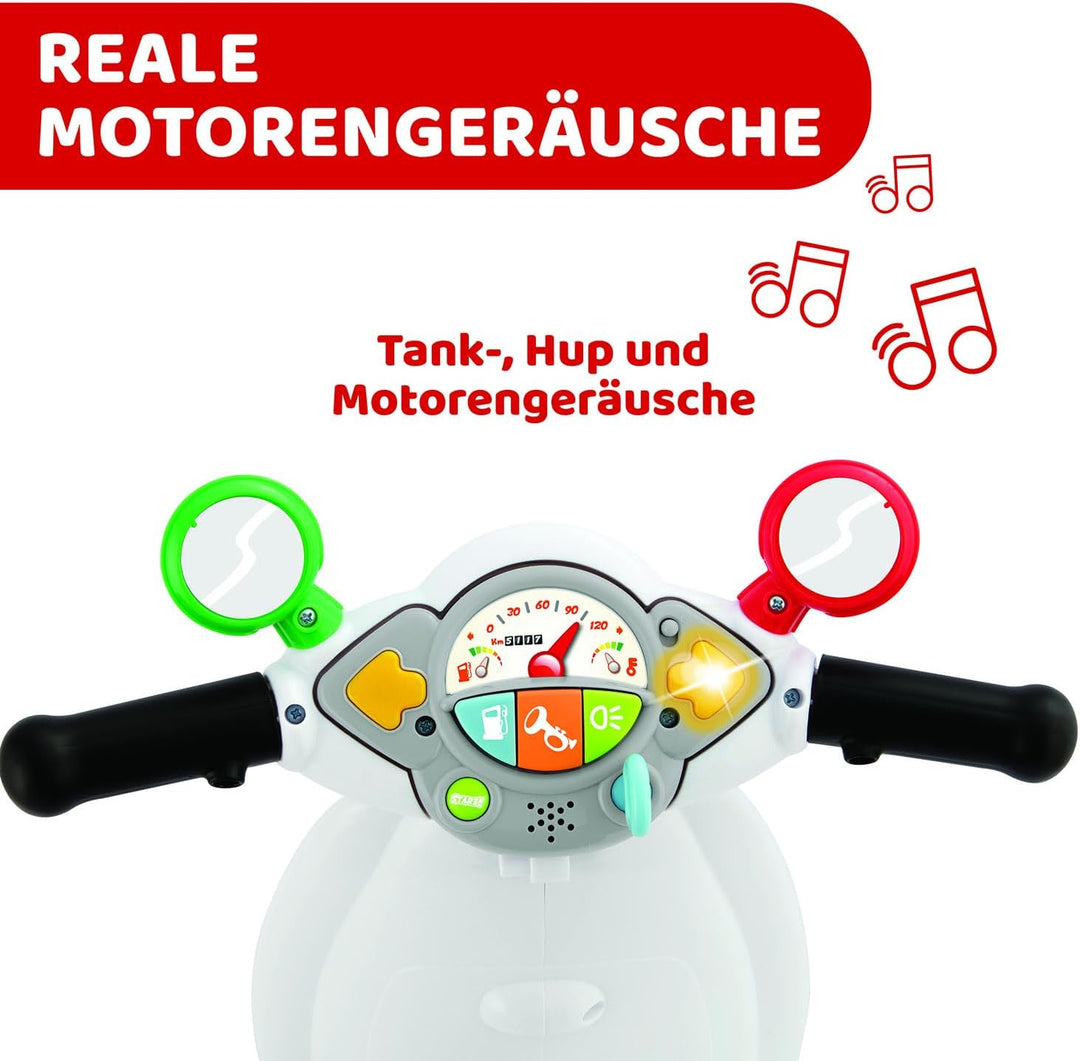 Chicco Motorrad Rutscher für Kinder Vespa Primavera, Kinderfahrzeug mit Elektronischem Bedienfeld, L