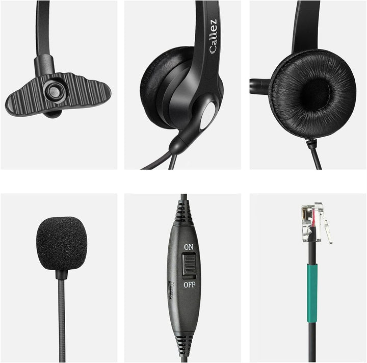 Telefon Headset RJ9 mit Mikrofon Noise Cancelling, Festnetztelefon Kopfhörer für Gigaset DA710 Polyc