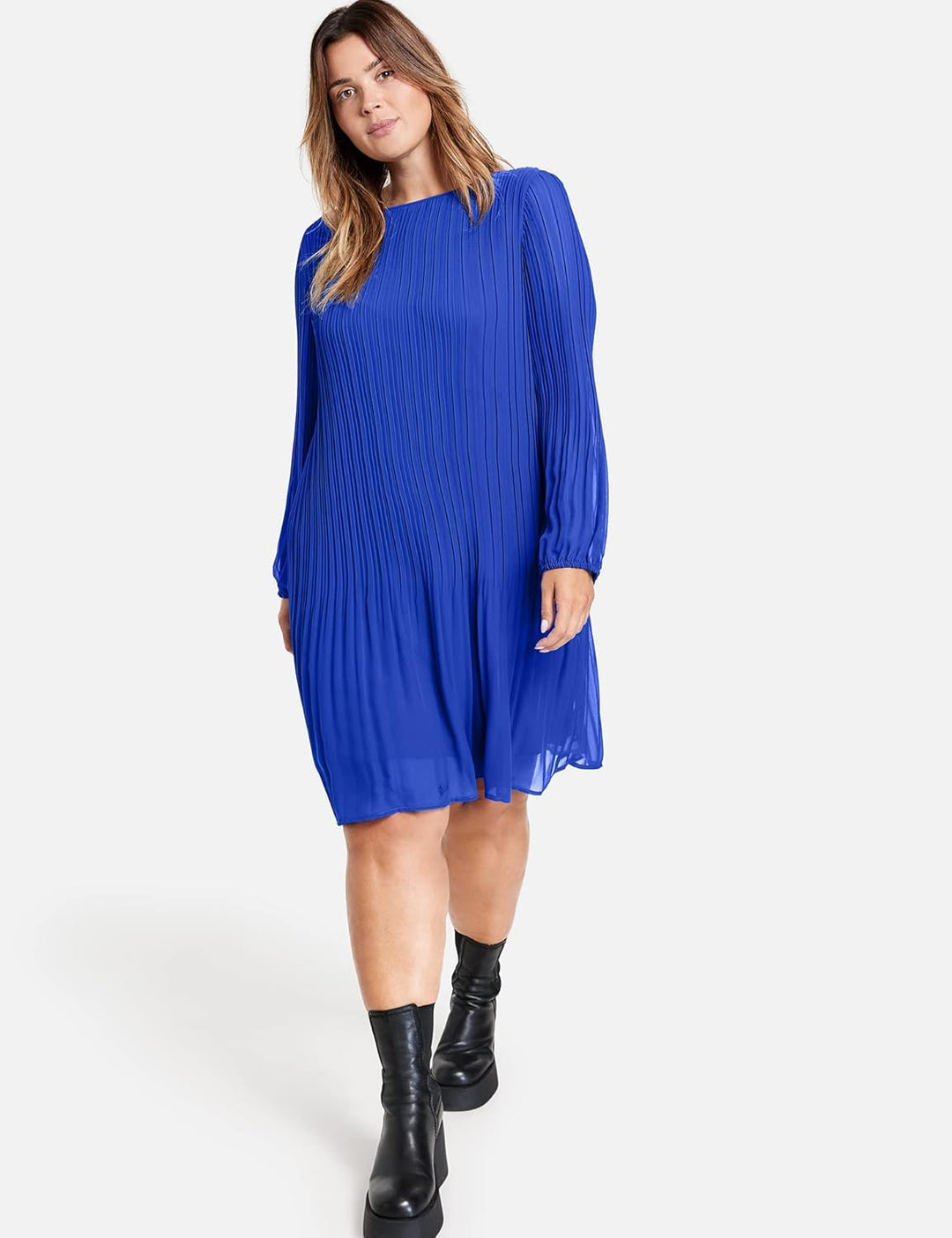 SAMOON Damen 180017-21040 Kleid Gewebe, Brigth Blue, 52