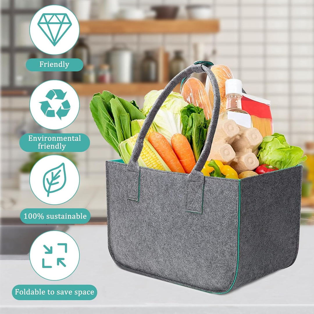 BEELUKY 2 Stück Filztasche Einkaufskorb,Filztaschen Shopping Bag, Einkaufstasche mit Henkel,Filz Ein