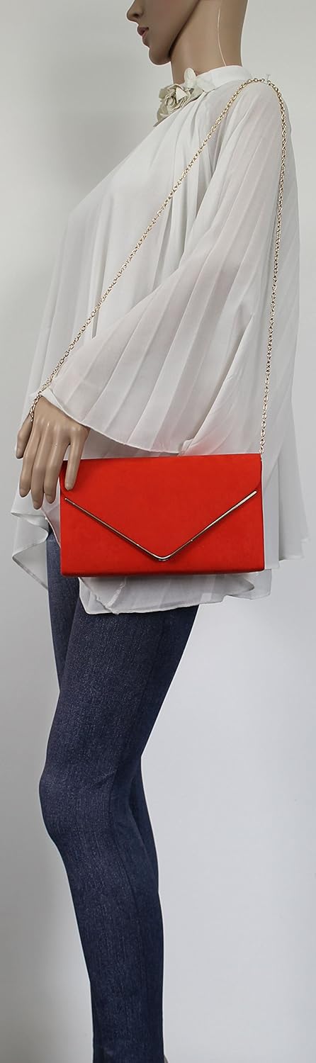 SwankySwans Oscar Envelope Suede Velvet Party Prom Clutch Bag Tasche Orange (Orange 03), Orange (Ora