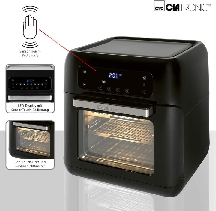 Clatronic Heissluftfritteuse | XXL Heissluftfritteuse | 11 Liter | Minibackofen | LED-Touchscreen |