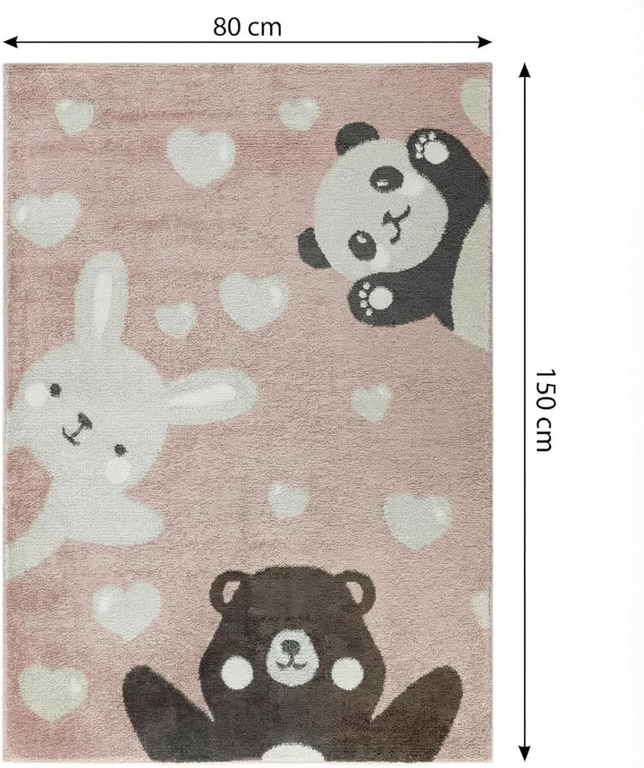 Jimri Teppich Kinderzimmer - Teppiche für Kinderzimmer, Kinderteppich, Kinderteppich Mädchen, Bär, H