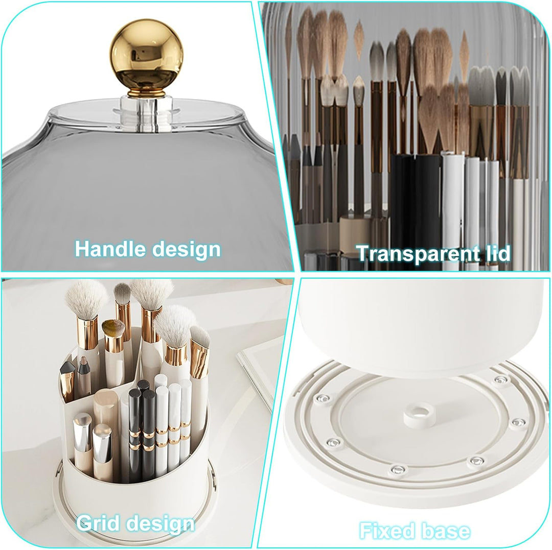 Rotierender Pinselhalter mit 360° Drehung und staubdichtem Deckel - Platzsparender Organizer für Kos