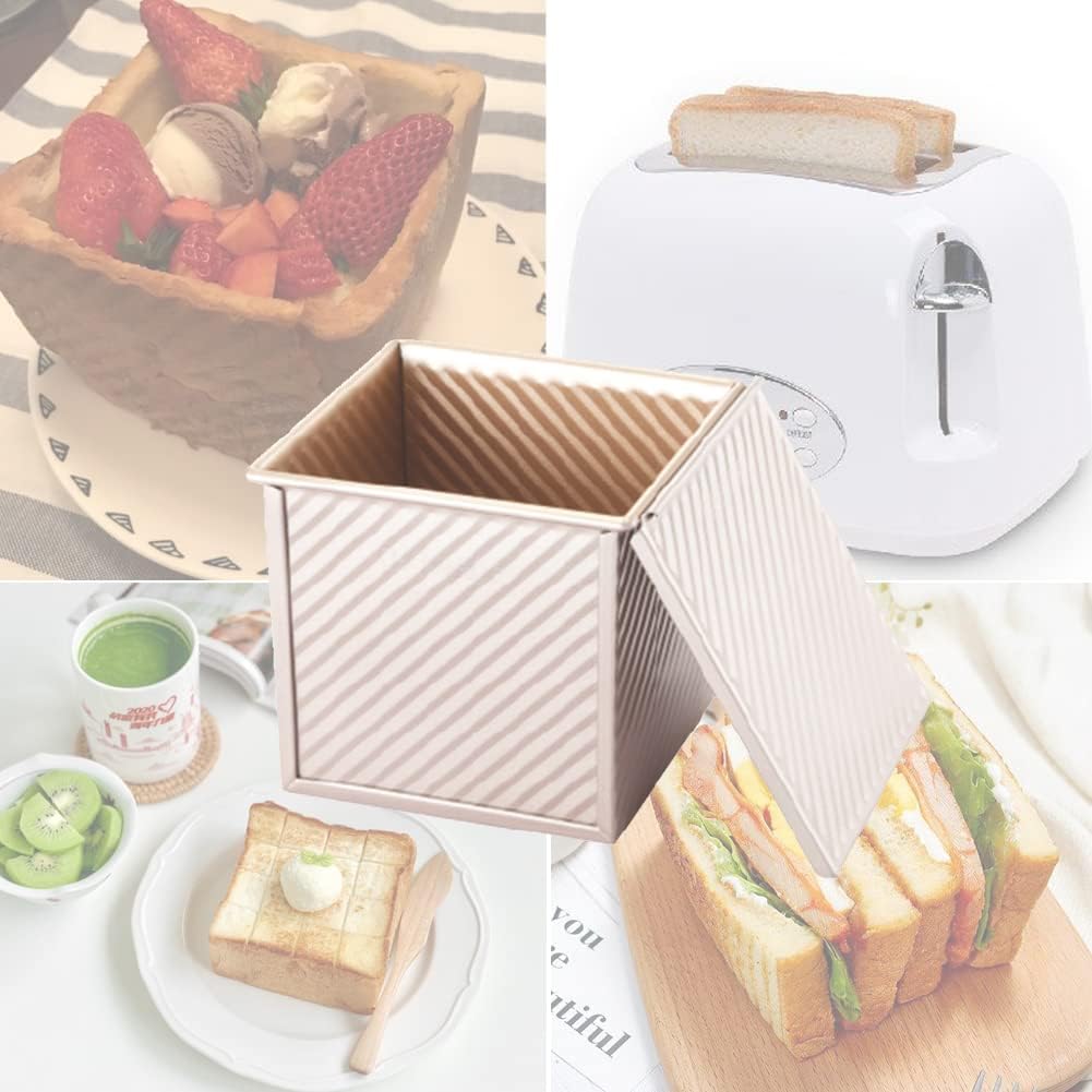CANDeal Für 450g Teig Toast Brot Backform Gebäck Kuchen Brotbackform Mold Backform mit Deckel(Gold-Q