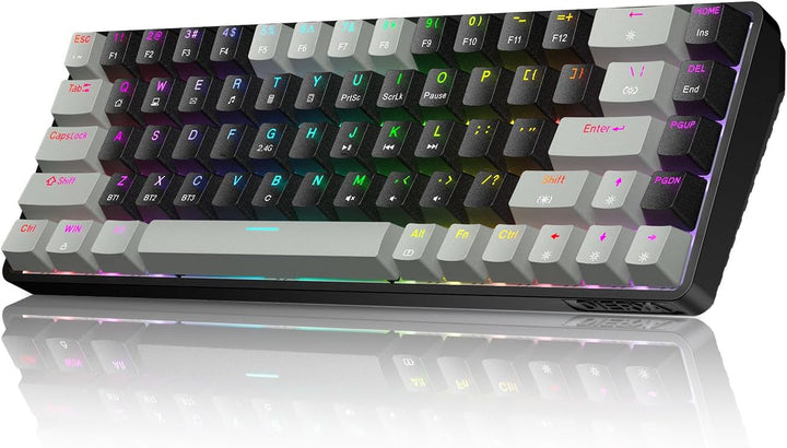 Dierya DK68 Kabellose Gaming Tastatur Bluetooth/2.4GHz/USB-C,68 Tasten RGB Beleuchtung Mechanische T