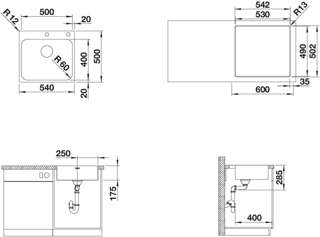 BLANCO SUPRA 500-IF/A R12 | Edelstahl | Einbauart: Einbau von Oben &amp; Flächenbündig | mit Ablauffernb