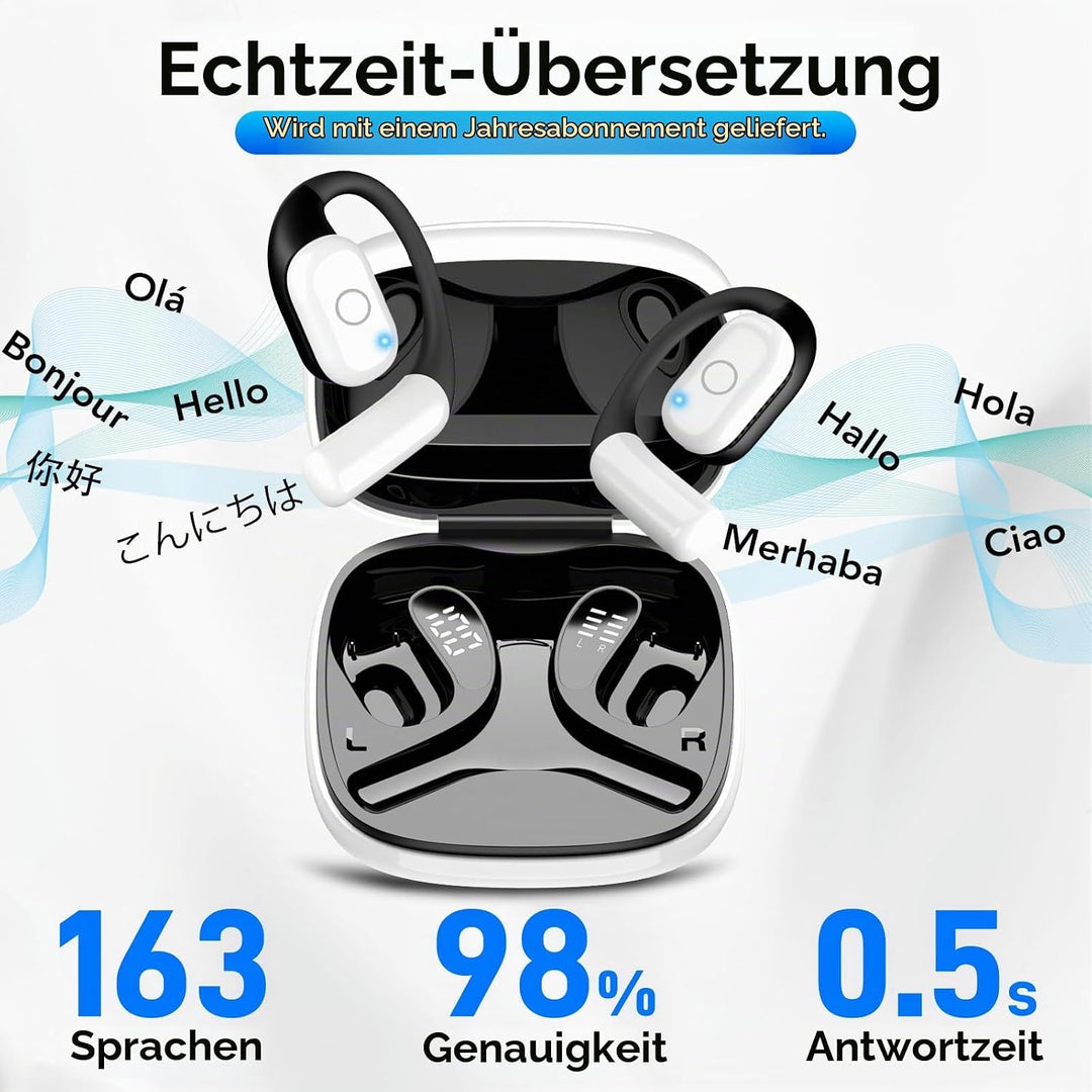 2026 KI Übersetzer Kopfhörer, 3-in-1 Bluetooth 5.4 Echtzeit Sprachübersetzer Kopfhörer mit 163 Sprac