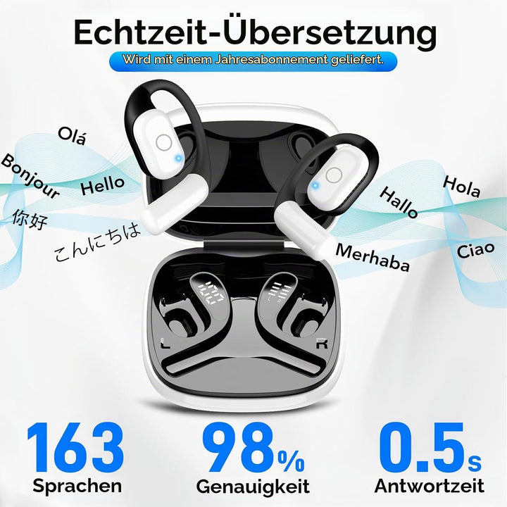 2026 KI Übersetzer Kopfhörer, 3-in-1 Bluetooth 5.4 Echtzeit Sprachübersetzer Kopfhörer mit 163 Sprac