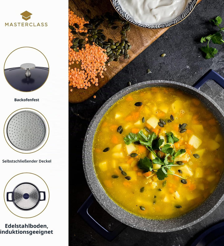 MasterClass Aluminiumguss-Topf mit Deckel - 2,5 Liter Kasserolle als Auflauf-Form, Für Induktion &amp; B