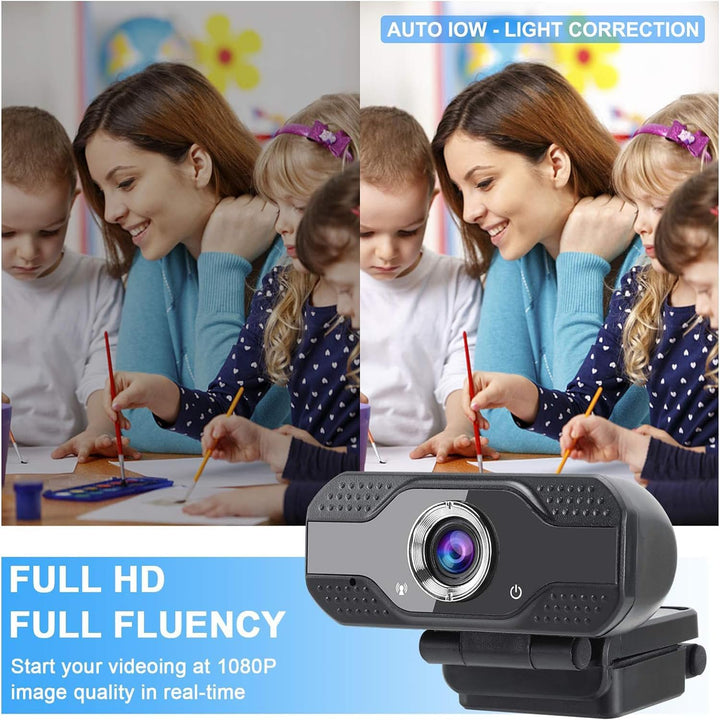 Webcam Full HD 1080P für Videoanrufe, Aufnahmen, Studium, Webkonferenzen | mit Stativ und Webcam Abd