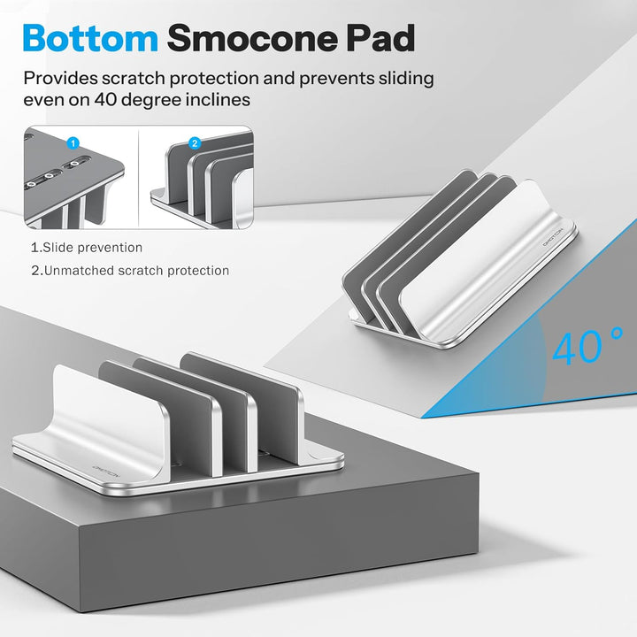 OMOTON 3 Slot Aluminium Vertikal Laptop Ständer, Verstellbarer Notebook Ständer, Laptop Halterung fü