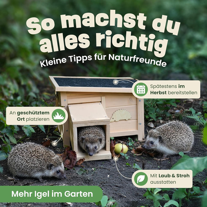 zooprinz Igelhaus Winterfest mit Boden – sicheres Outdoor Igelhotel für den Garten, wetterfestes Hol