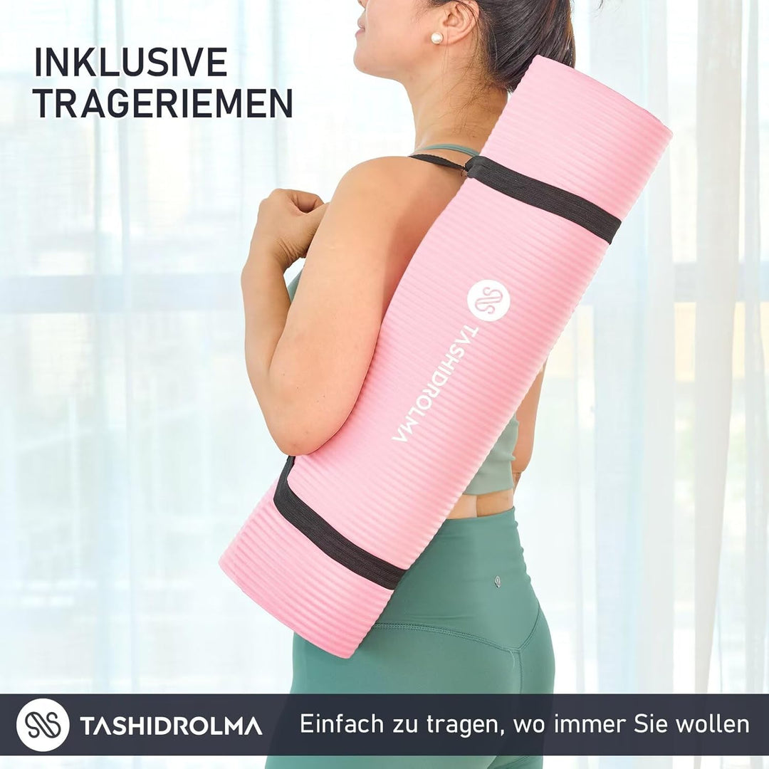 Yoga Matte Dicker, NBR Yogamatte Rutschfest Mit Tragegurt, Für Gymnastikmatte, Fitnessmatte, Sportma