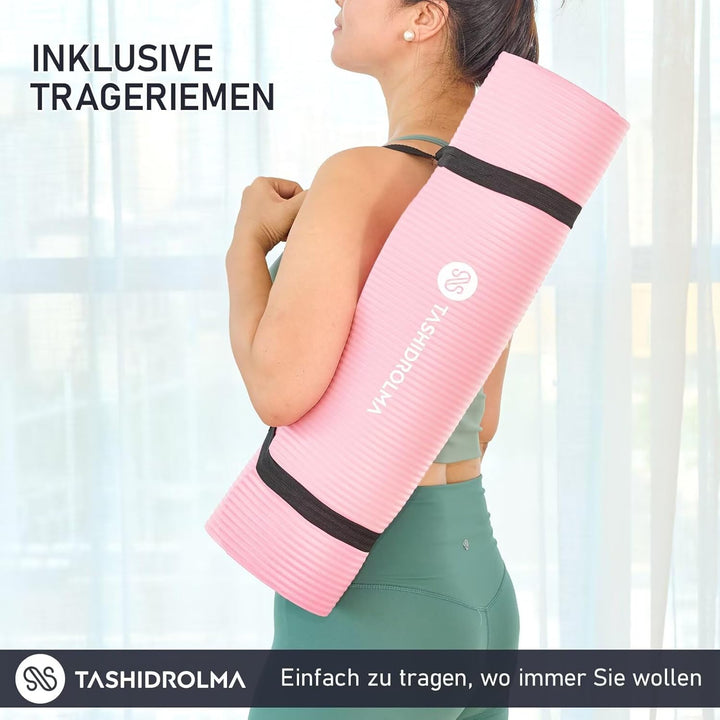 Yoga Matte Dicker, NBR Yogamatte Rutschfest Mit Tragegurt, Für Gymnastikmatte, Fitnessmatte, Sportma